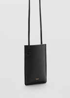 Saffiano Effect Crossbody Mobile Phone Case Black