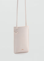 Saffiano Effect Crossbody Mobile Phone Case Off White