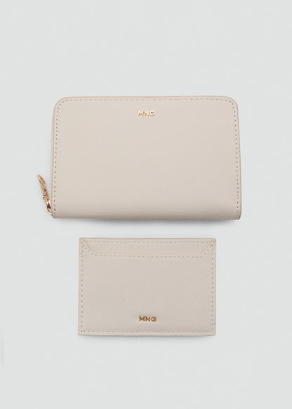 Saffiano Effect Cardholder Off White
