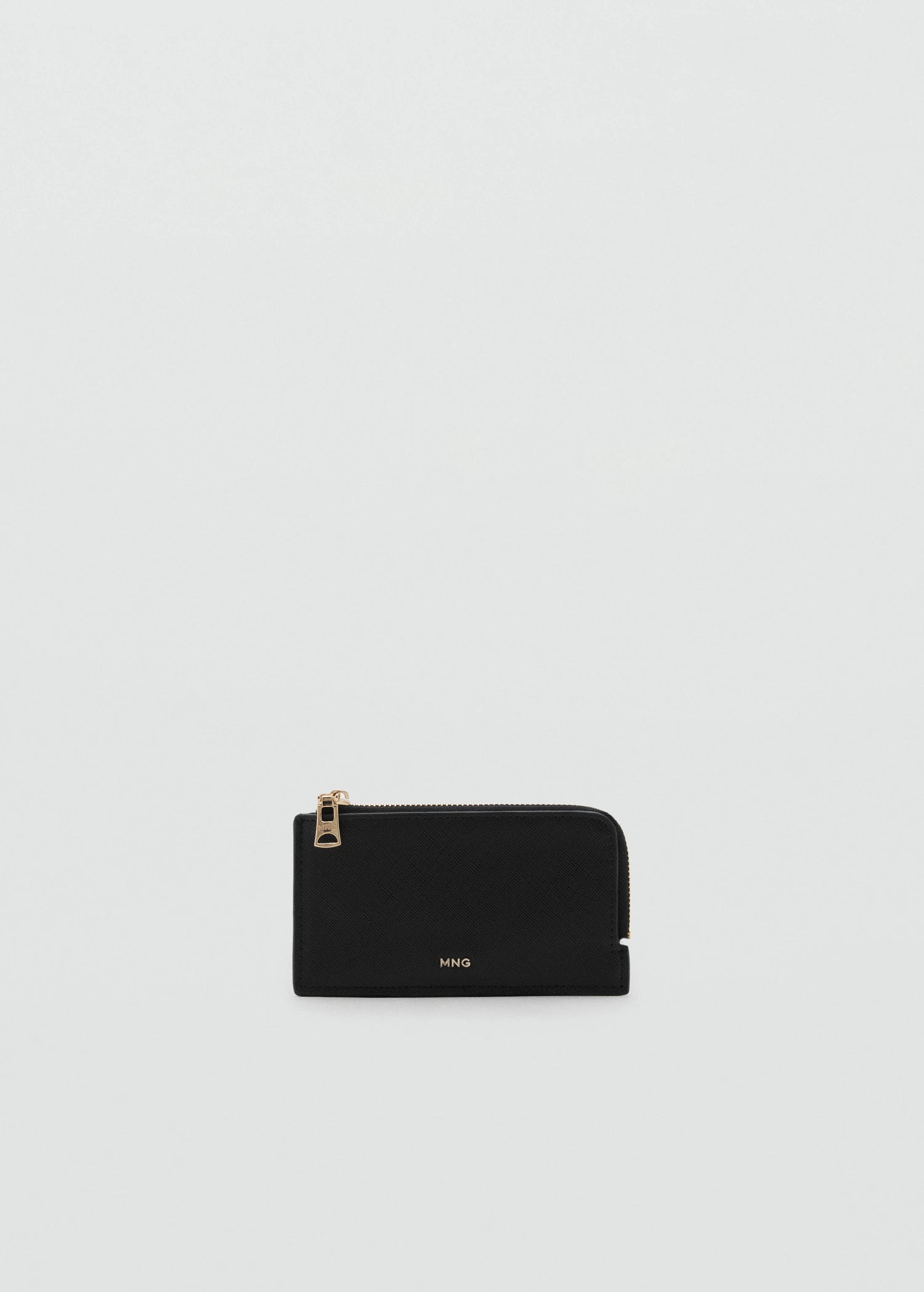 Saffiano Effect Card Holder With Zip Black
