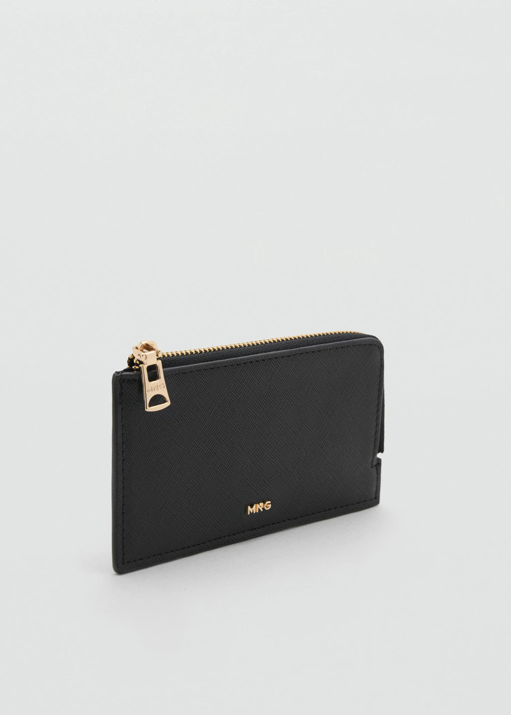 Saffiano Effect Card Holder With Zip Black