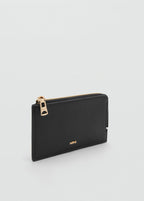 Saffiano Effect Card Holder With Zip Black