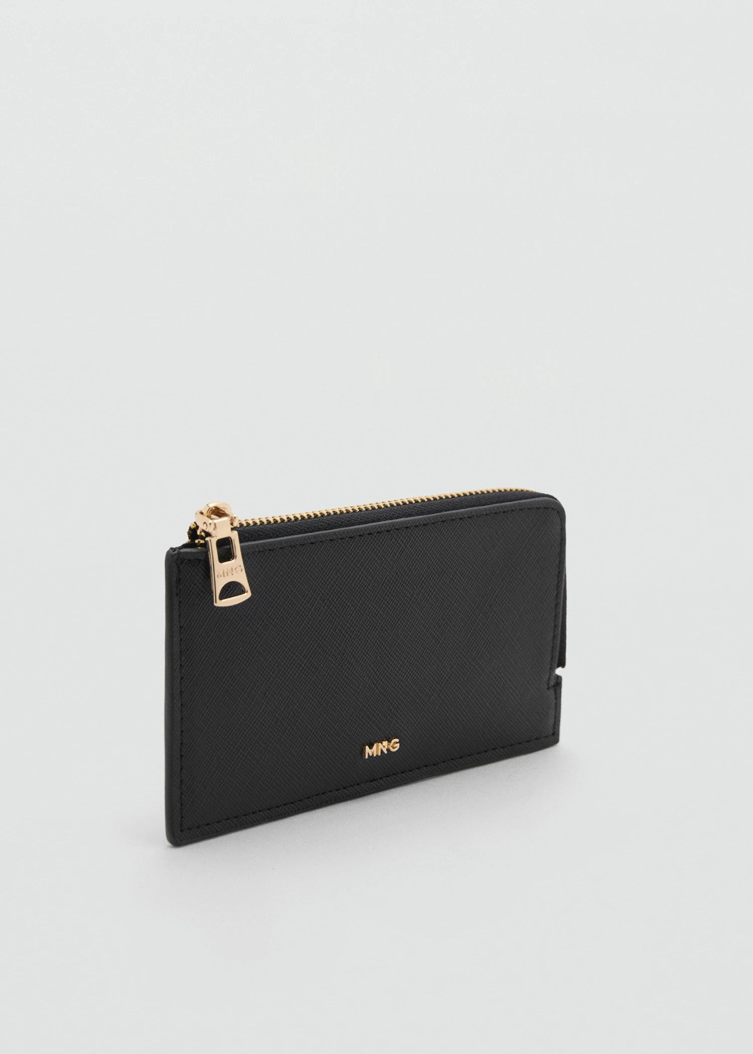 Saffiano Effect Card Holder With Zip Black