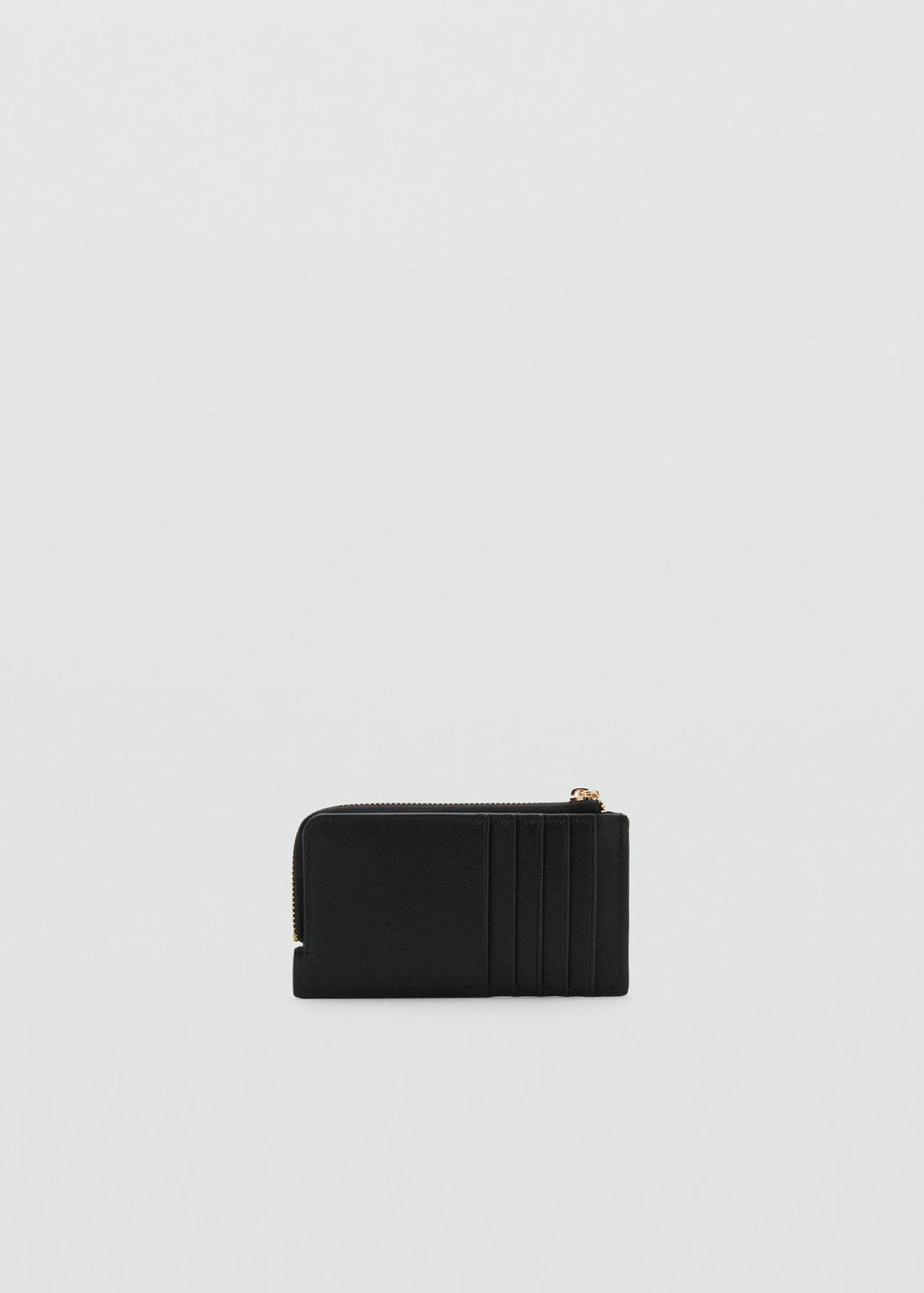 Saffiano Effect Card Holder With Zip Black