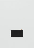 Saffiano Effect Card Holder With Zip Black