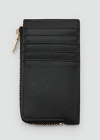 Saffiano Effect Card Holder With Zip Black