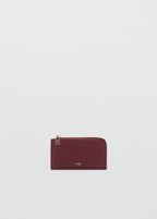 Saffiano Effect Card Holder With Zip Burgundy
