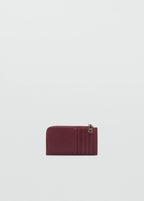Saffiano Effect Card Holder With Zip Burgundy