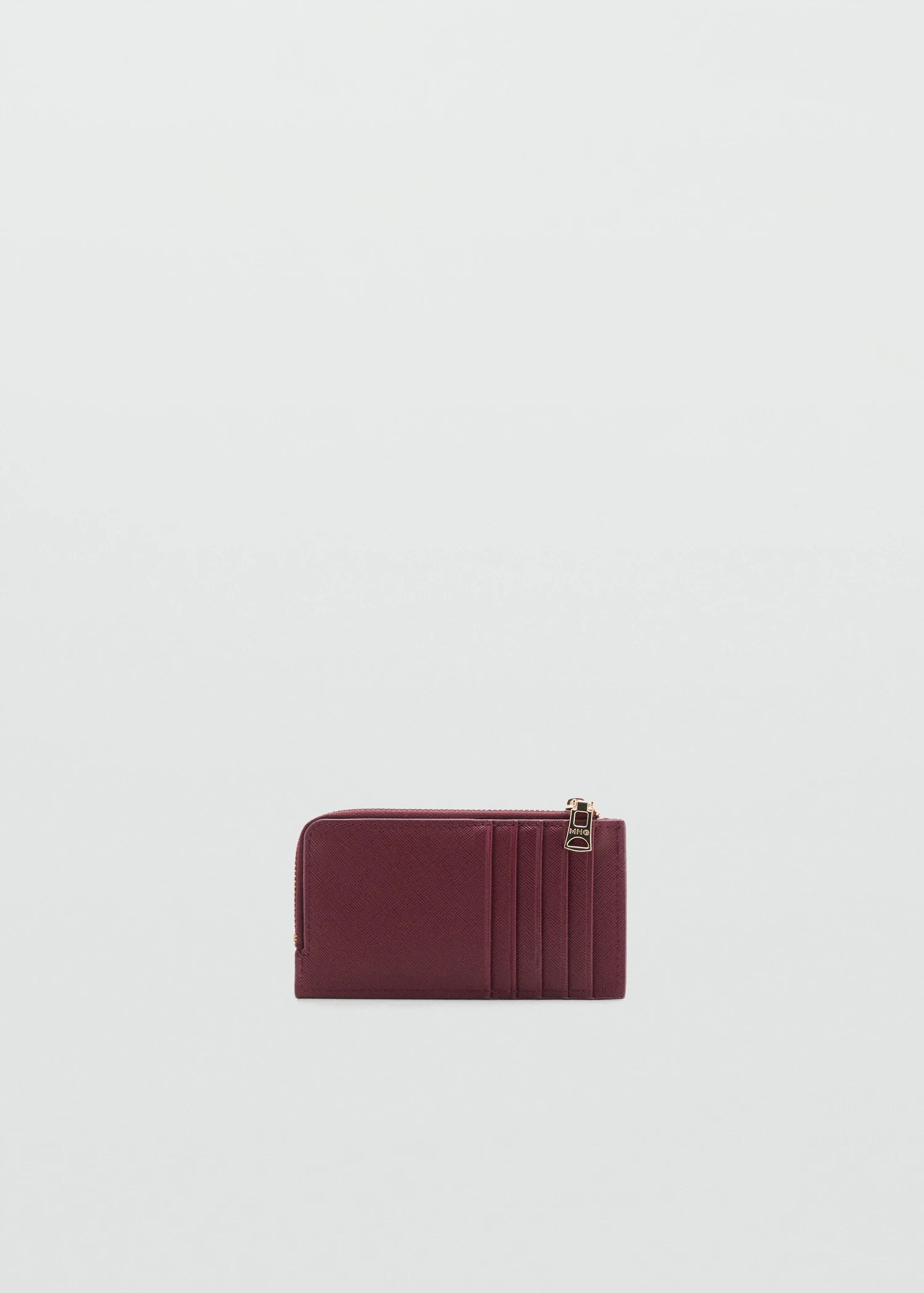 Saffiano Effect Card Holder With Zip Burgundy