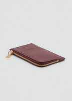 Saffiano Effect Card Holder With Zip Burgundy