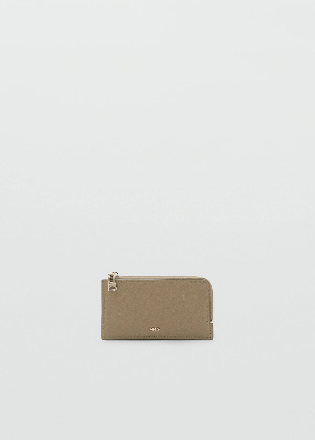 Saffiano Effect Card Holder With Zip Khaki