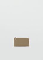 Saffiano Effect Card Holder With Zip Khaki
