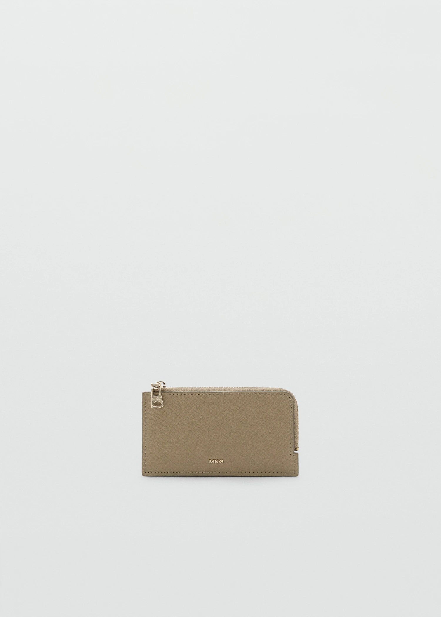 Saffiano Effect Card Holder With Zip Khaki