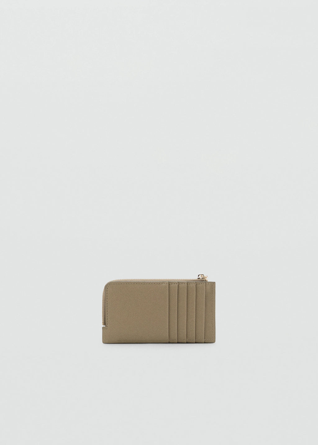Saffiano Effect Card Holder With Zip Khaki