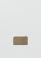 Saffiano Effect Card Holder With Zip Khaki
