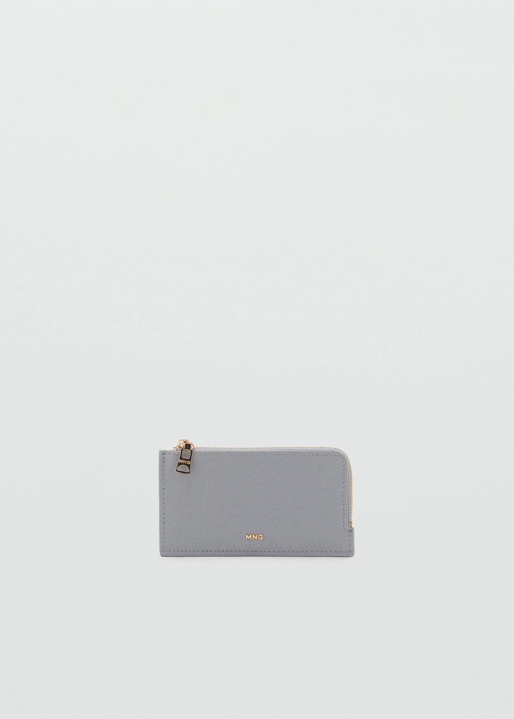 Saffiano Effect Card Holder With Zip Light/Pastel Grey