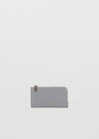 Saffiano Effect Card Holder With Zip Light/Pastel Grey