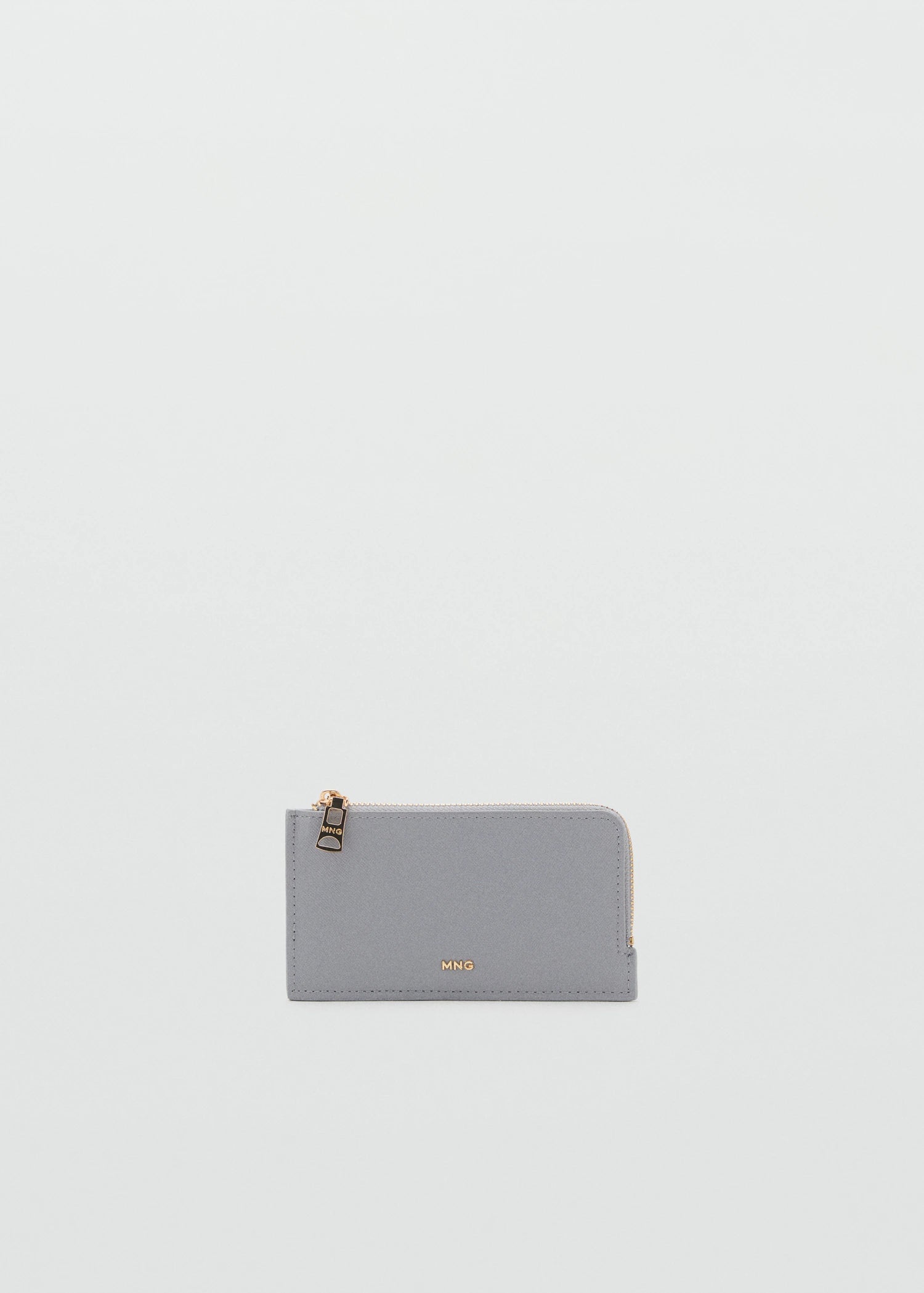 Saffiano Effect Card Holder With Zip Light/Pastel Grey