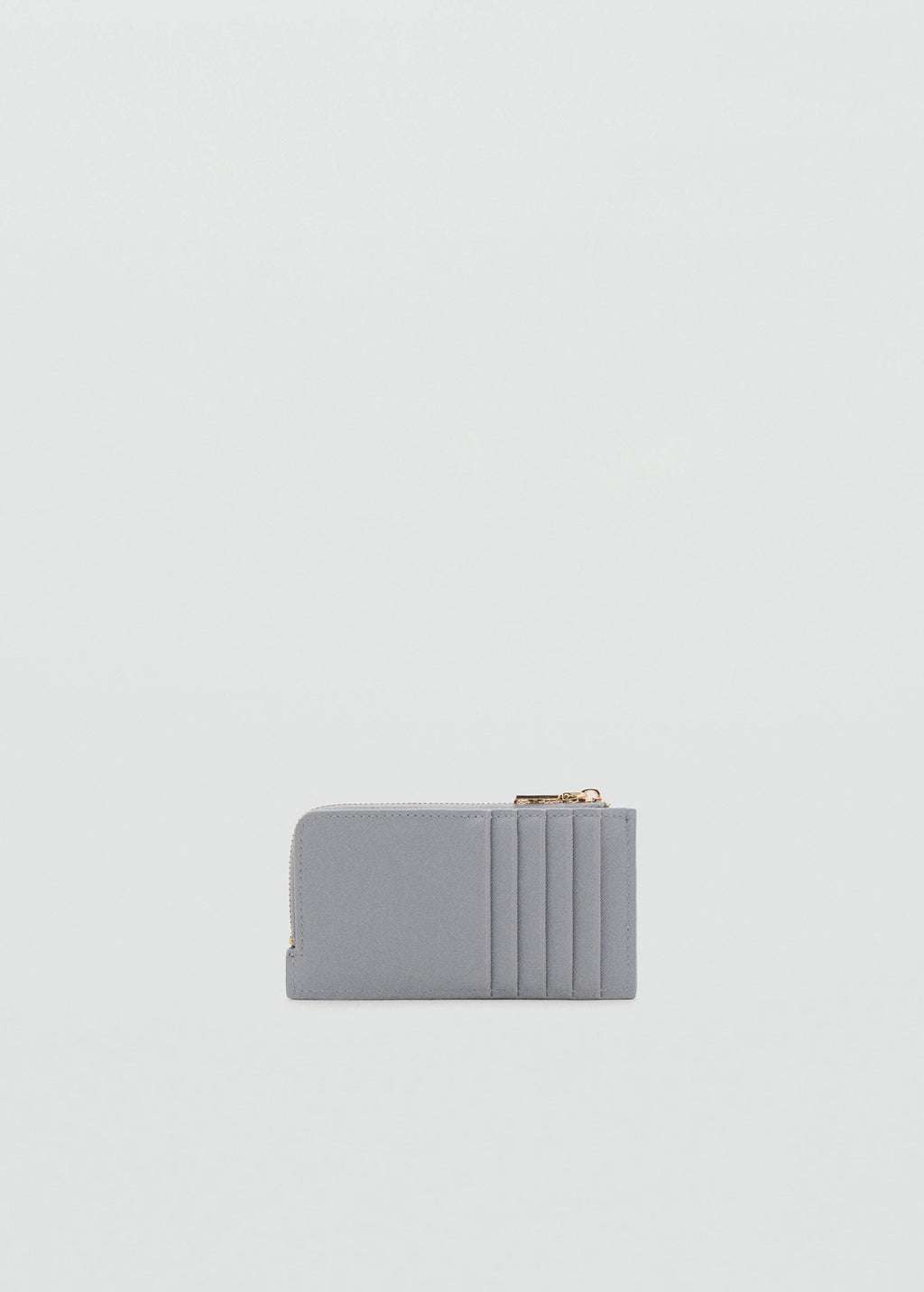Saffiano Effect Card Holder With Zip Light/Pastel Grey