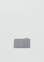 Saffiano Effect Card Holder With Zip Light/Pastel Grey