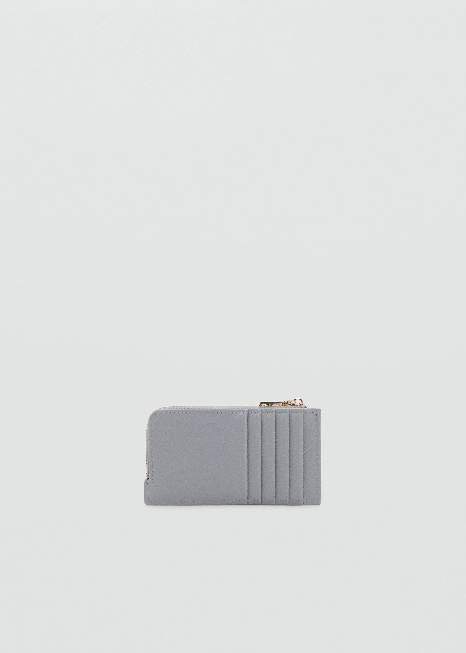 Saffiano Effect Card Holder With Zip Light/Pastel Grey