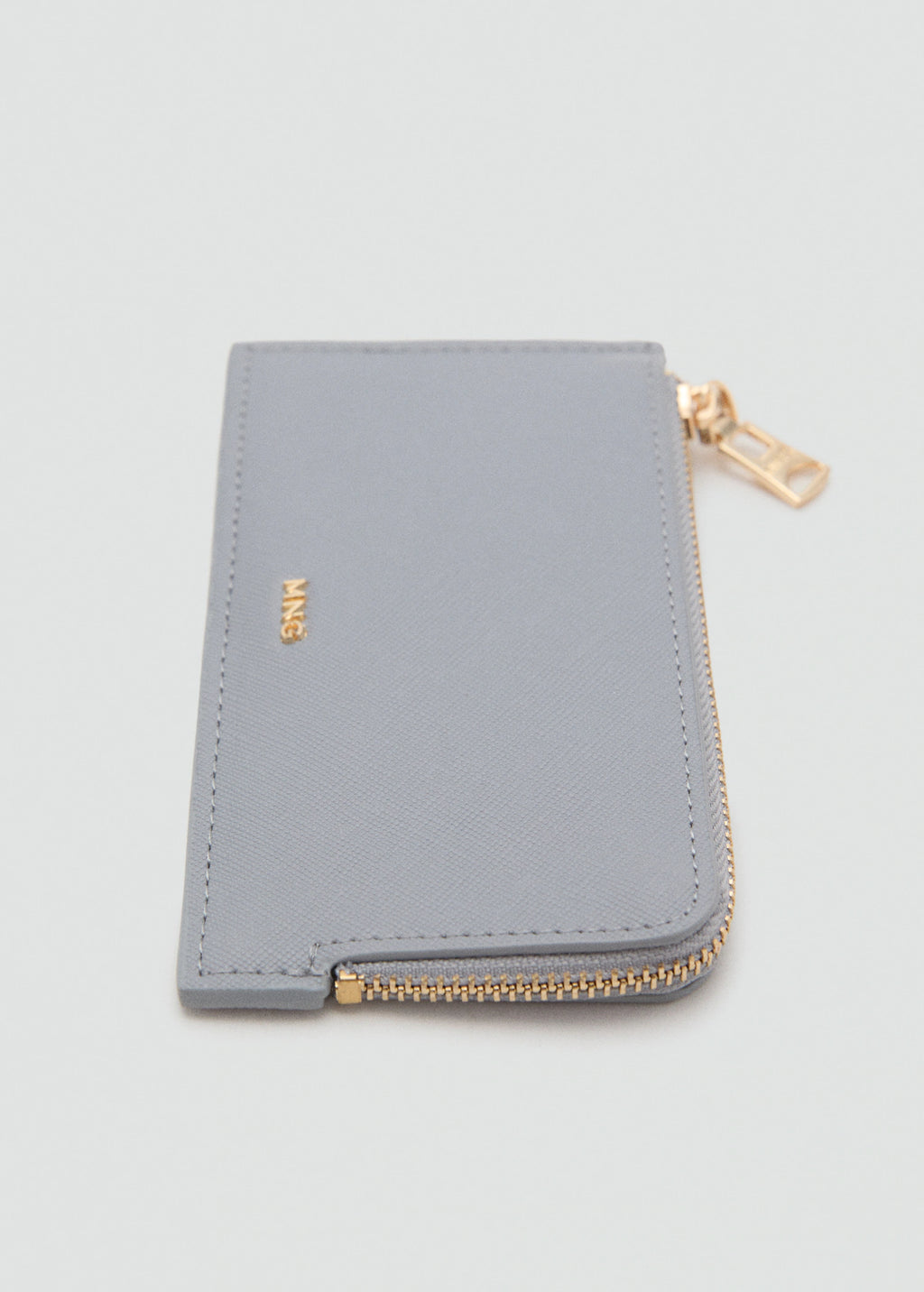 Saffiano Effect Card Holder With Zip Light/Pastel Grey