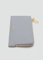 Saffiano Effect Card Holder With Zip Light/Pastel Grey