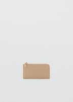 Saffiano Effect Card Holder With Zip Vanilla