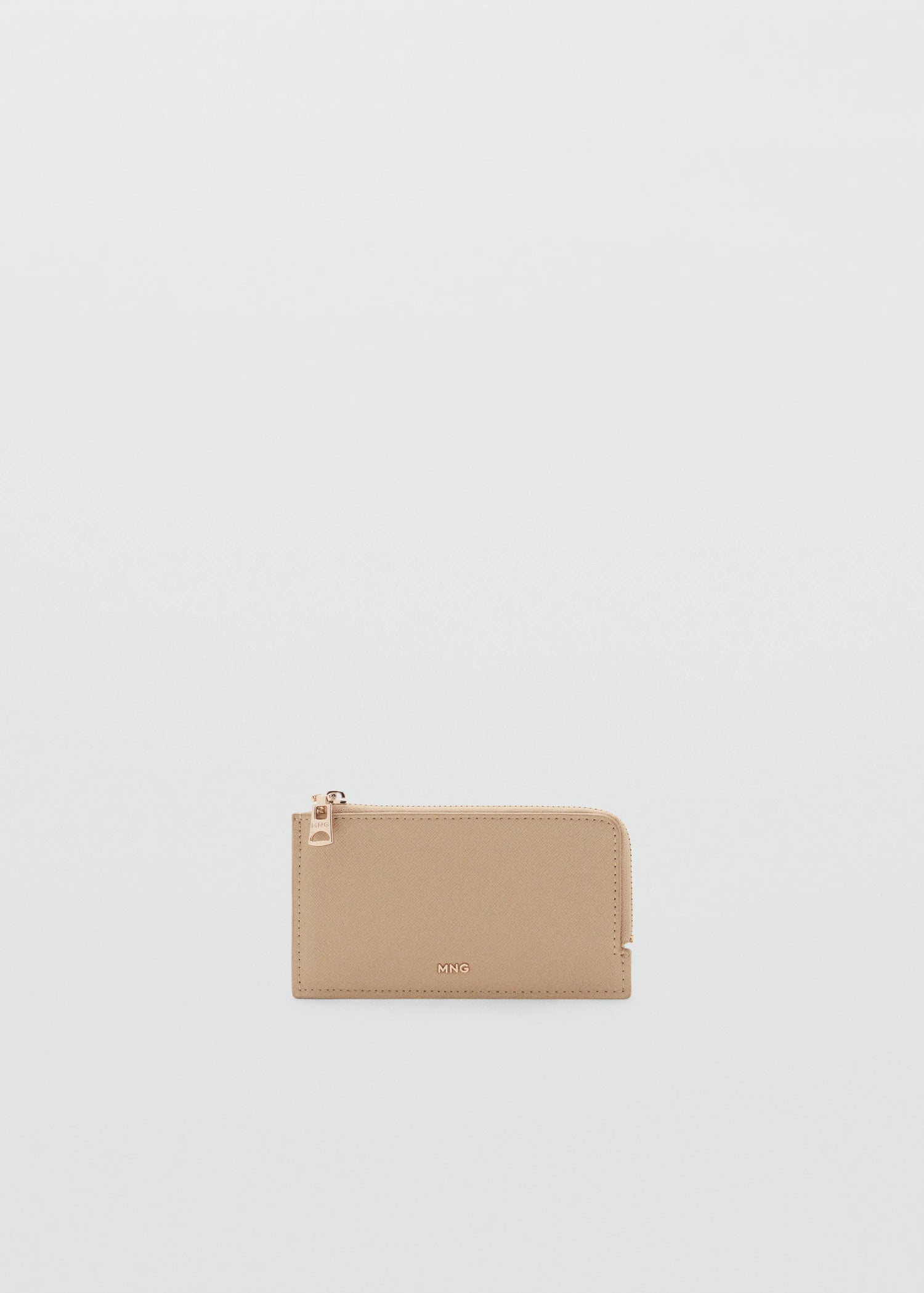 Saffiano Effect Card Holder With Zip Vanilla