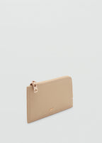 Saffiano Effect Card Holder With Zip Vanilla