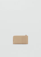 Saffiano Effect Card Holder With Zip Vanilla