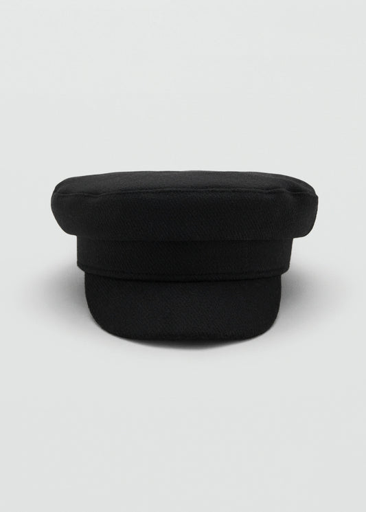 Rigid Wool Blend Baker Boy Cap Black