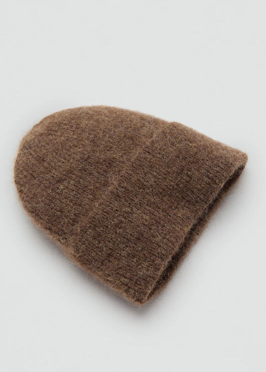 Rib Knit Cap Brown