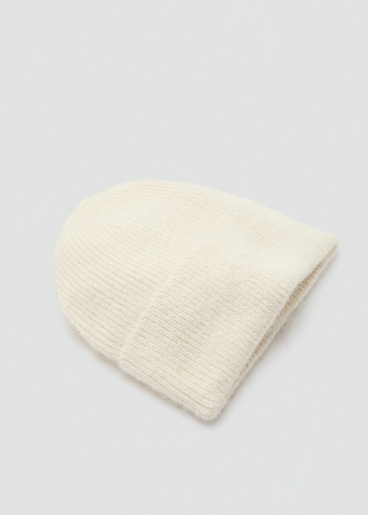 Rib Knit Cap Ecru