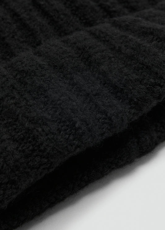 Ribbed Knit Beanie Black