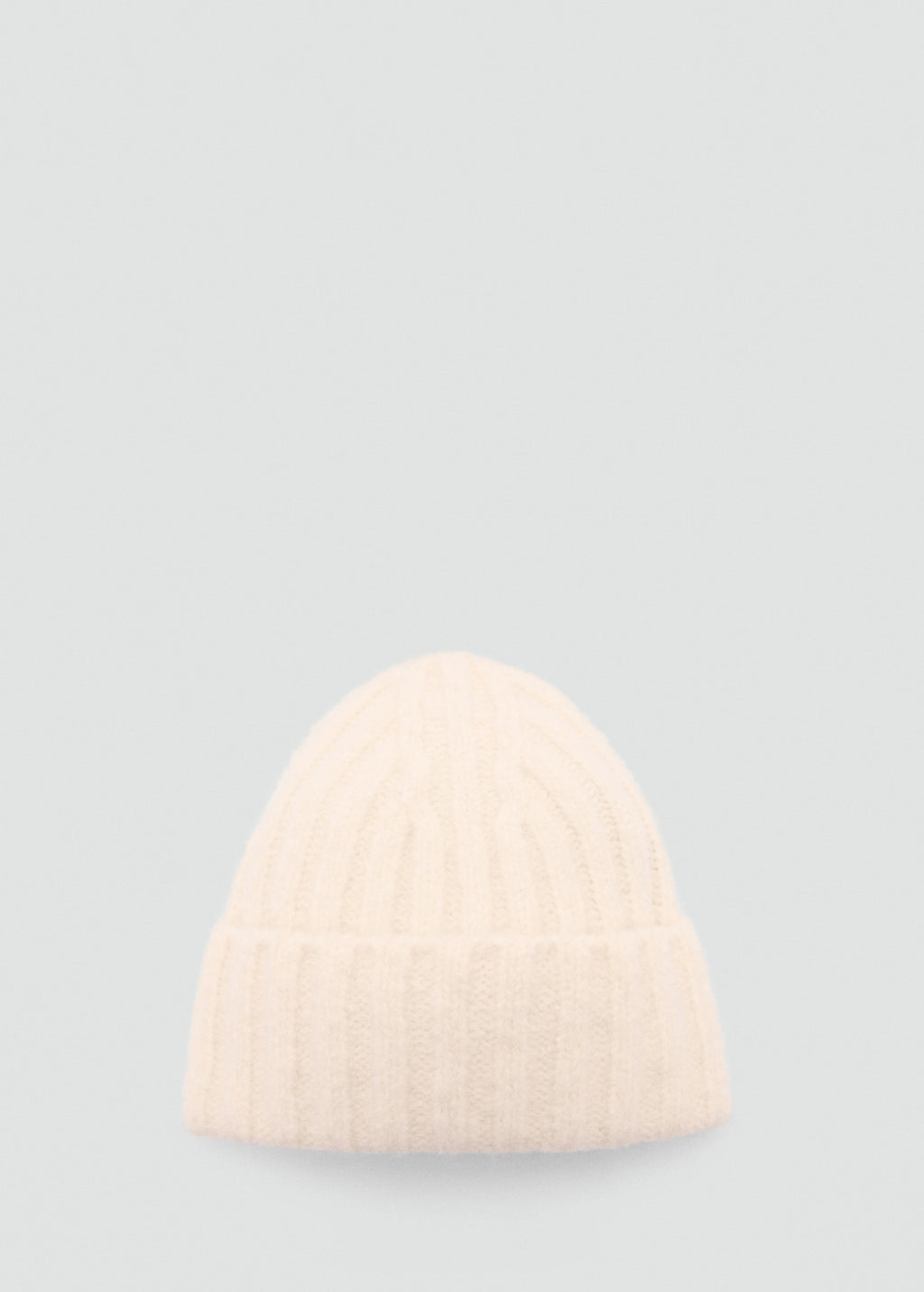 Ribbed Knit Beanie Ecru
