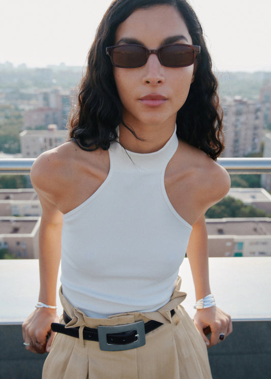 Rectangular Frame Sunglasses Brown