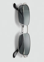 Rectangular Metal Frame Sunglasses Silver