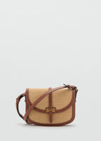 Raffia Effect Shoulder Bag Leather
