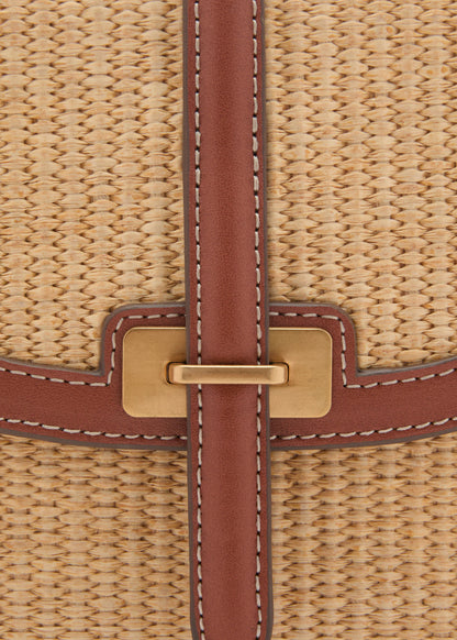 Raffia Effect Shoulder Bag Leather