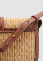 Raffia Effect Shoulder Bag Leather