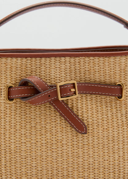 Raffia Effect Bucket Bag Leather