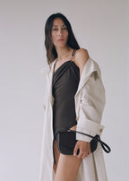 Raffia Shoulder Bag With Flap Chocolate