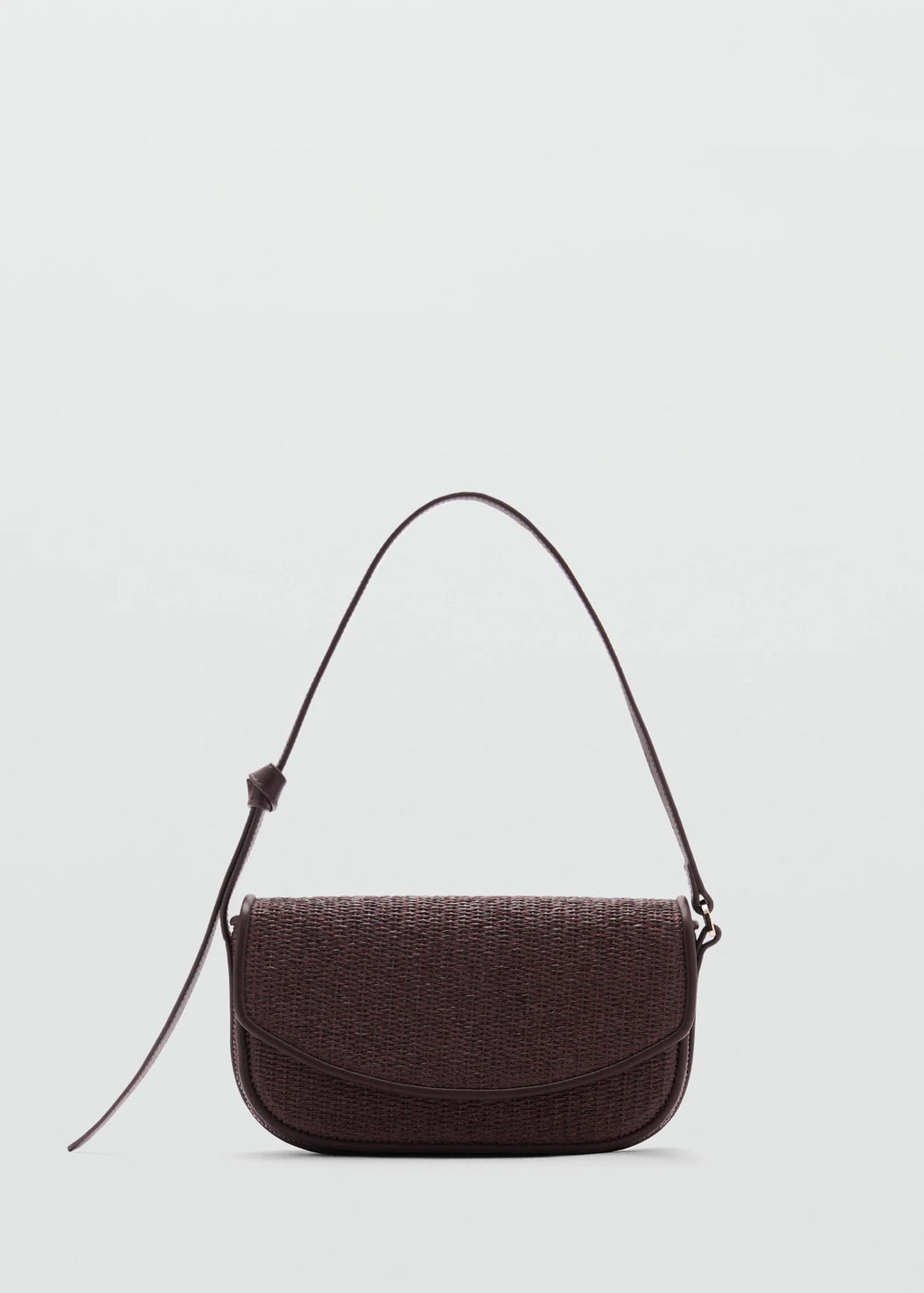 Raffia Shoulder Bag With Flap Chocolate