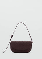 Raffia Shoulder Bag With Flap Chocolate
