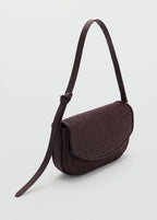 Raffia Shoulder Bag With Flap Chocolate