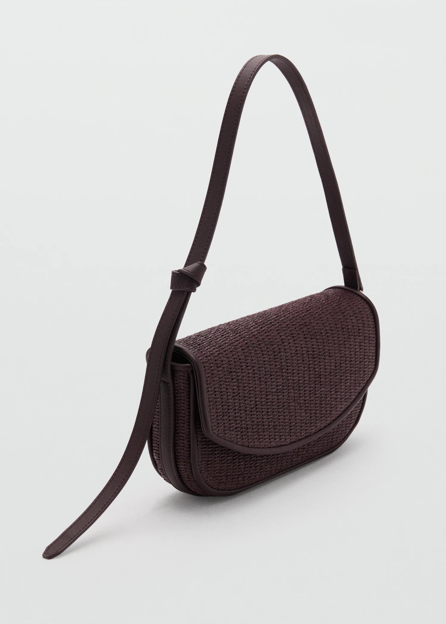 Raffia Shoulder Bag With Flap Chocolate