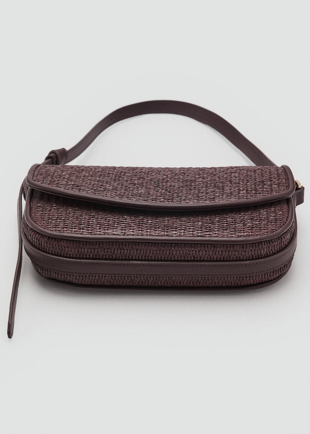 Raffia Shoulder Bag With Flap Chocolate