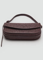 Raffia Shoulder Bag With Flap Chocolate