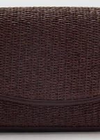 Raffia Shoulder Bag With Flap Chocolate